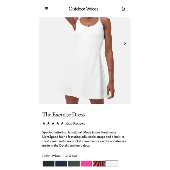 Sold out White Outdoor Voices Exercise Dress ! - Picture 3 of 5